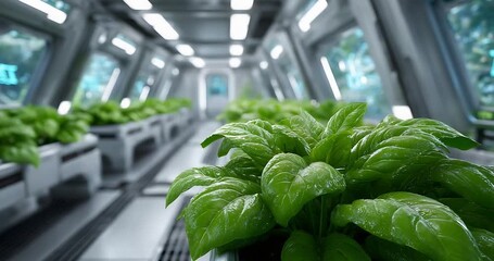 Vertical hydroponic lettuce farm under LED grow lights, modern indoor agriculture system with fresh green plants, high-tech sustainable farming environment, futuristic plant cultivation - Powered by Adobe