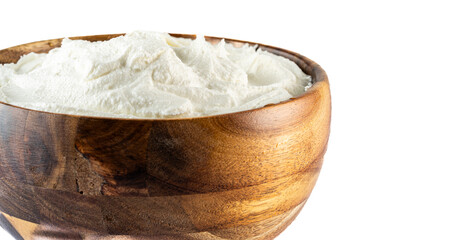 Traditional yogurt, full-fat or nonfat. Yogurt made from cow's or goat's milk on white  background