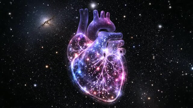Celestial cardiac scan pulsing on dark ground