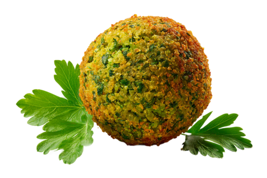 Decadent falafel ball depicted in expressive oil brush strokes isolated on transparent background