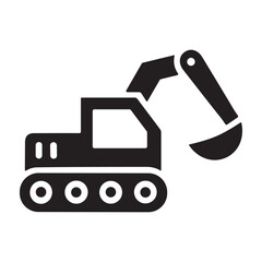 Heavy Excavator icon or logo isolated sign symbol vector illustration - high quality black style vector icons