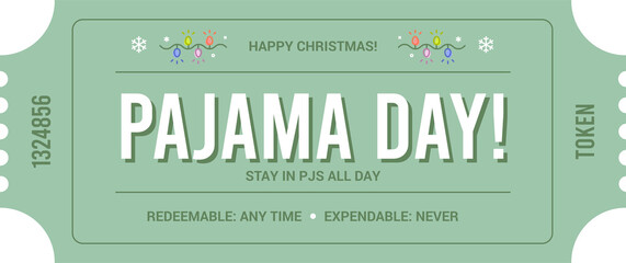 Seasonal Event Ticket or Coupon for Pajama Day Vector Cutout Illustrated Template