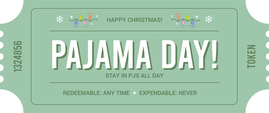 Seasonal Event Ticket or Coupon for Pajama Day Vector Cutout Illustrated Template