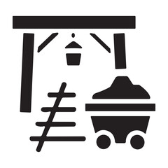 Mine Cart Lift icon or logo isolated sign symbol vector illustration - high quality black style vector icons