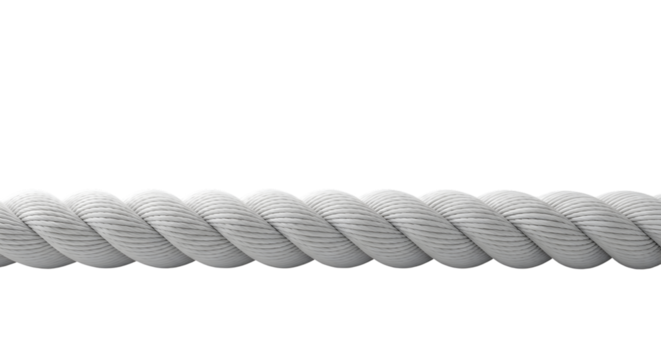 White twisted rope detail isolated on transparent background studio shot
