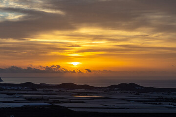 Mount Guaza, sunrise on the volcanic plateau. Tenerife, Los Cristianos Canary Islands