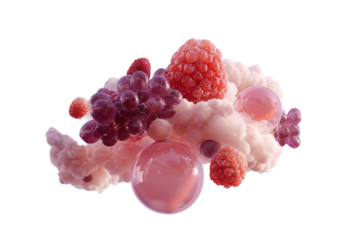 Surreal floating snack illustration in abstract dreamlike style isolated on transparent background