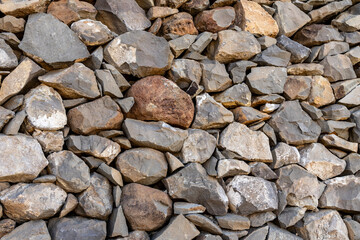 A rock wall made of lava rocks in the mountains of Tenerife, Canary Islands