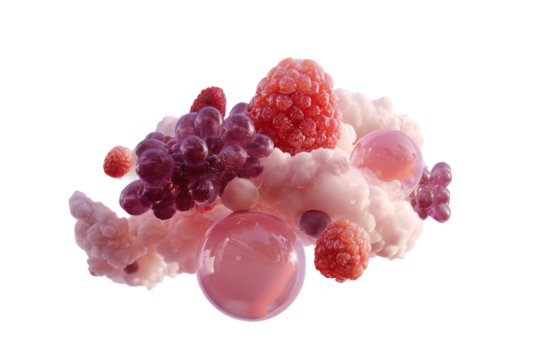 Surreal floating snack illustration in abstract dreamlike style isolated on transparent background