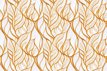 Elegant seamless minimalist abstract pattern with stylized golden leaves, gold lines, luxury, elegance, for themed events, photo booths, backdrops