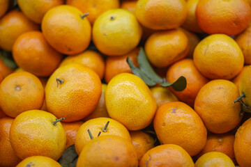 Pile of Ripe Oranges at Fruit Market