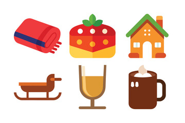 Minimalist Christmas Flat Vector Icon Bundle