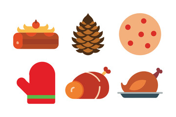 Minimalist Christmas Flat Vector Icon Bundle