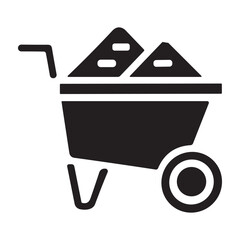 Ore Wheelbarrow icon or logo isolated sign symbol vector illustration - high quality black style vector icons