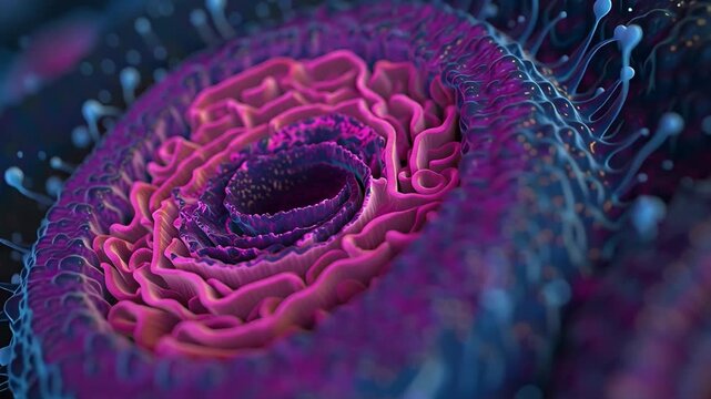 Microscopic Beauty: An intricate microscopic image reveals a mesmerizing world of biology, where colors and textures create a captivating scene. 