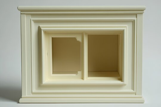 Ivory geometric box with tiered inset square openings