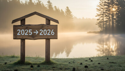 Obraz premium Embrace the journey from 2025 to 2026 on a path to a brighter future ahead