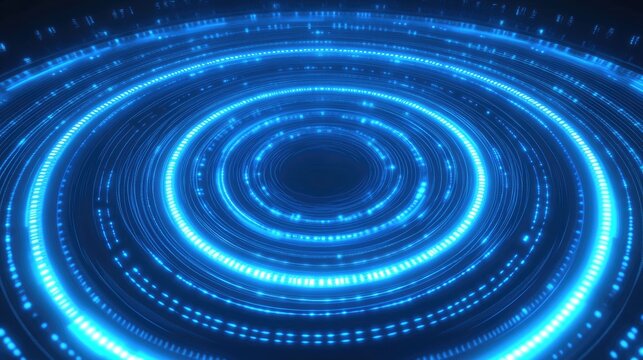 Glowing, concentric, blue circles emanating outward