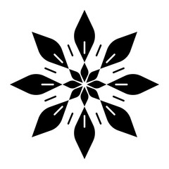 Abstract black floral pattern with transparent background for nature or beauty theme design elements