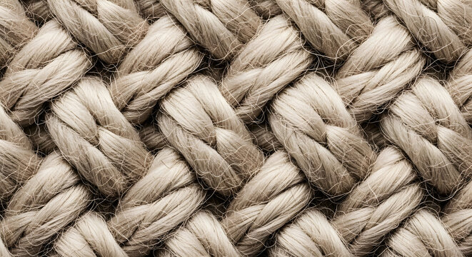 Detailed macro view of woven rope, a close-up of textile material - Powered by Adobe