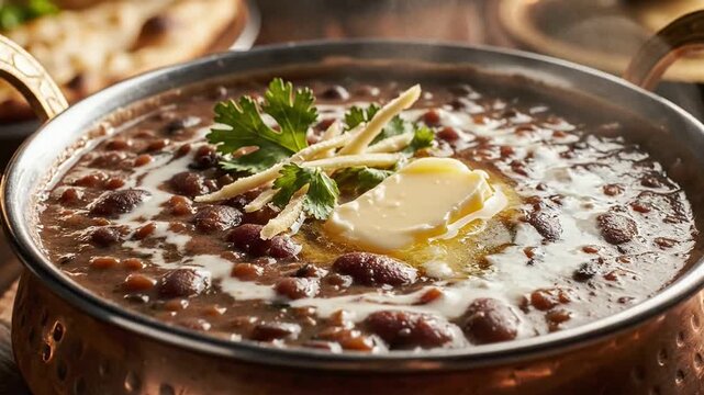 Creamy dal makhani topped with butter dollop