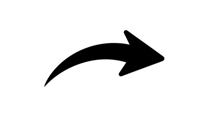Simple black curved arrow pointing to the right indicating direction forward or next step in a design