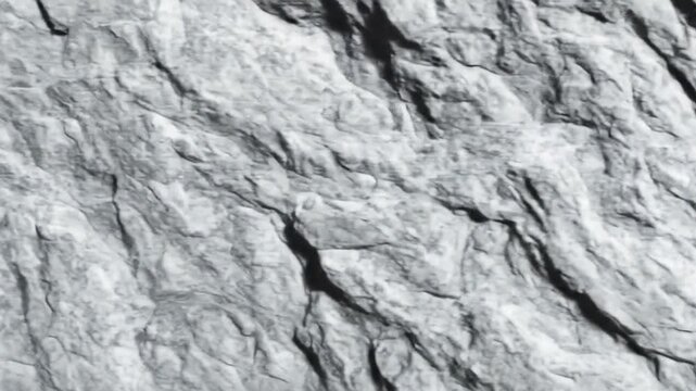 Close-up view of textured, gray, rugged rock surface with various patterns and natural formations