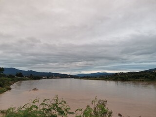 riverview in rainny season on background