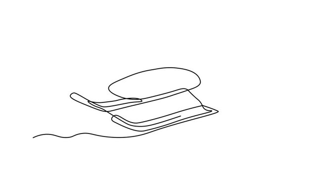 Children's sleds, Self drawing animation one continuous line draw, logo on white background