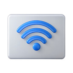 Blue wifi icon on transparent background, wireless internet connection symbol concept