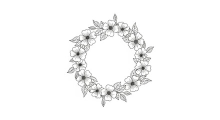 Elegant floral wreath design element for invitations and stationery projects, ready for your personal touch or branding, a timeless classic design