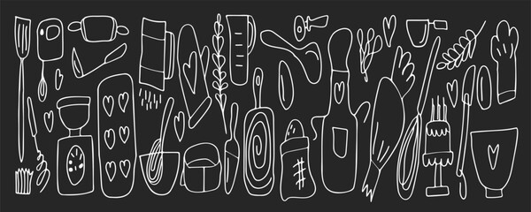 Chalk alphabet and word cloud written on blackboard for vintage typography design