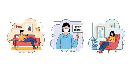 Stay home and unwind with a book in a cozy space, with caring healthcare professional encouraging you to relax in your personal haven