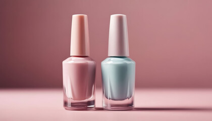 Pastel Tone Nail Polish on Simple Pink Backdrop