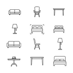silhouette pack of table chair, and more icons