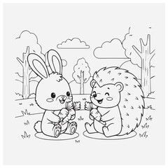 rabbit and carrot coloring page