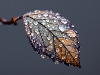 Intense Hailstorm Impact on Single Leaf - Macro Shot