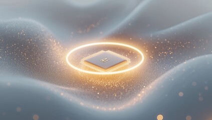 AI chip glows with futuristic promise, sparking innovation in a modern tech landscape for data processing and machine learning advancements today