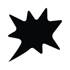 Isolated black starburst shape with irregular sharp points on a white plain background simple design
