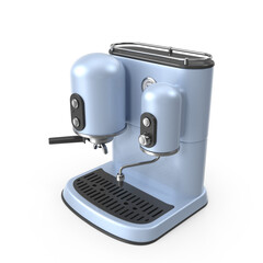 retro blue espresso machine angled view