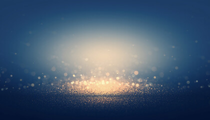 A soft, glowing field of golden particles radiates gently against a deep blue background, creating a dreamy, ethereal atmosphere