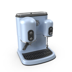 retro blue espresso machine angled view