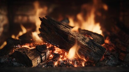 Enjoying the warmth of a cozy fireplace with crackling sounds on a chilly evening - Powered by Adobe