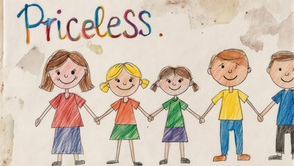 Priceless - A Colorful Illustration of Children Holding Hands.