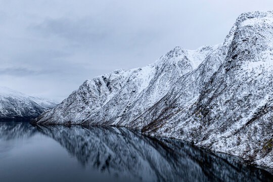 Frozen Fjord Walls in Silent Winter