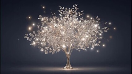 Magical Silver Tree with Glowing Sparkling Lights. - Powered by Adobe