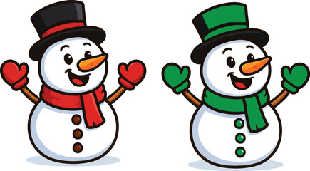 Snowman raising arms vector set design eps