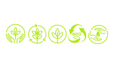 Green Line Eco Symbols Pack  Vector illustration, easily editable.
