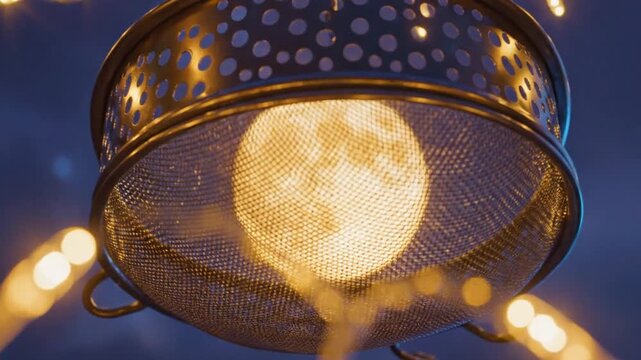 Full Moon through a Sieve Karva Chauth Festival Lights