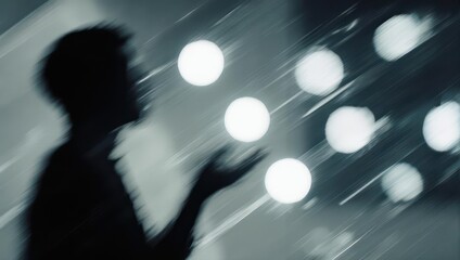 Silhouette of a person with bright lights in the background.